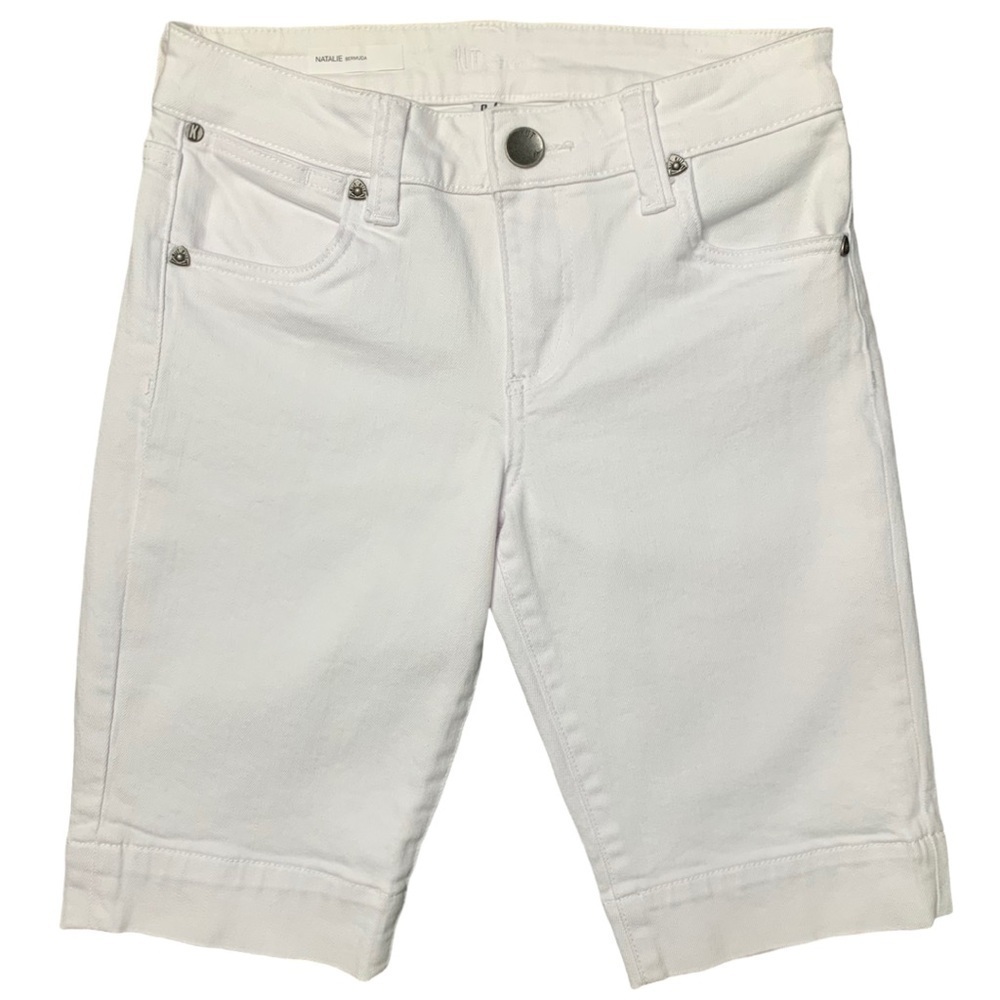 Kut from the Kloth Natalie Mid Rise Bermuda Denim Shorts White Size 0 - Picture 4 of 16